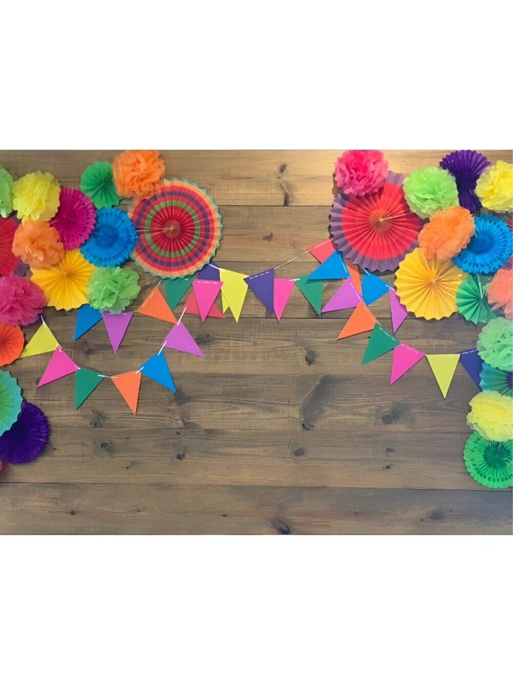 Party Decoration, 21 Pcs Multi-color Hanging Paper Fans, Pom Poms Flower